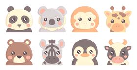 可爱动物卡通矢量插画