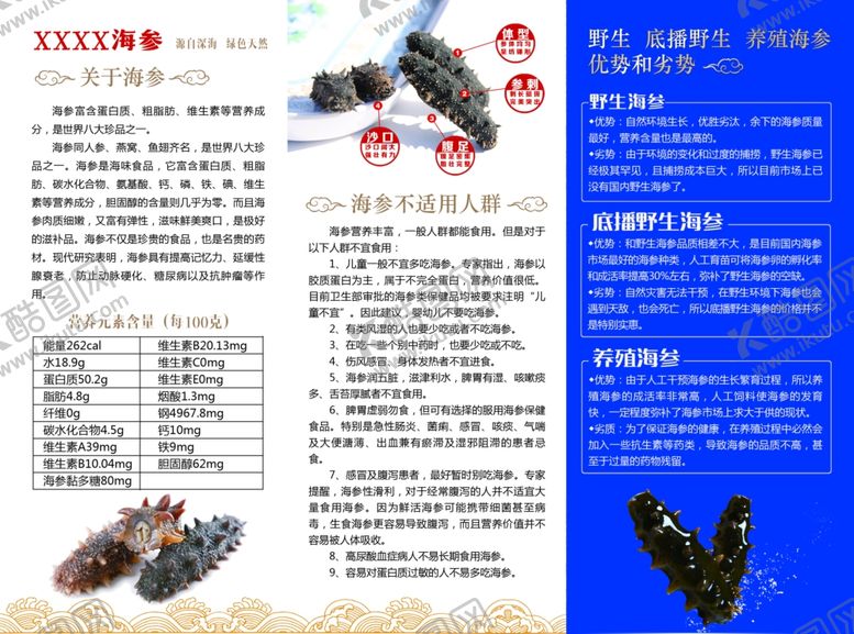 编号：74460509290932379466【酷图网】源文件下载-海参三折页