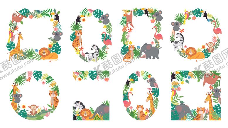 编号：42524904060214401786【酷图网】源文件下载-花卉动物边框