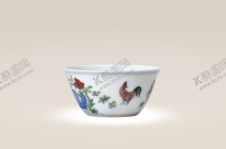 编号：44538305120019187901【酷图网】源文件下载-青花斗彩鸡缸杯