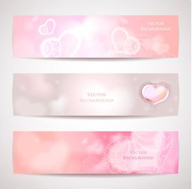 粉色梦幻浪漫横幅背景图