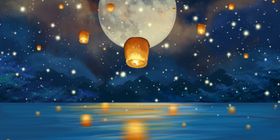 孔明灯星河复古背景海报素材