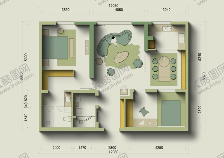 编号：95660404171932005069【酷图网】源文件下载-简约风格房屋平面图展示