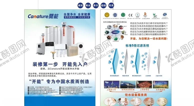 编号：44091707030324438677【酷图网】源文件下载-开能净水传单