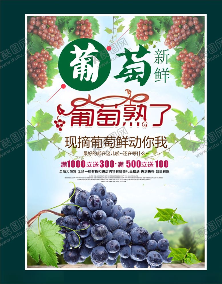 编号：98621004281129145451【酷图网】源文件下载-葡萄海报展板