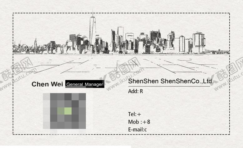 编号：54635909121909489882【酷图网】源文件下载-城市名片简约中英文