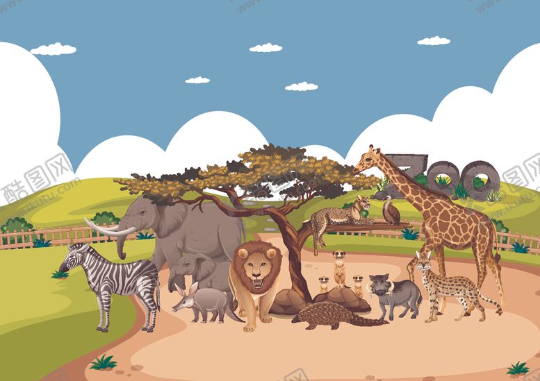 编号：33457409200837359261【酷图网】源文件下载-卡通野生动物