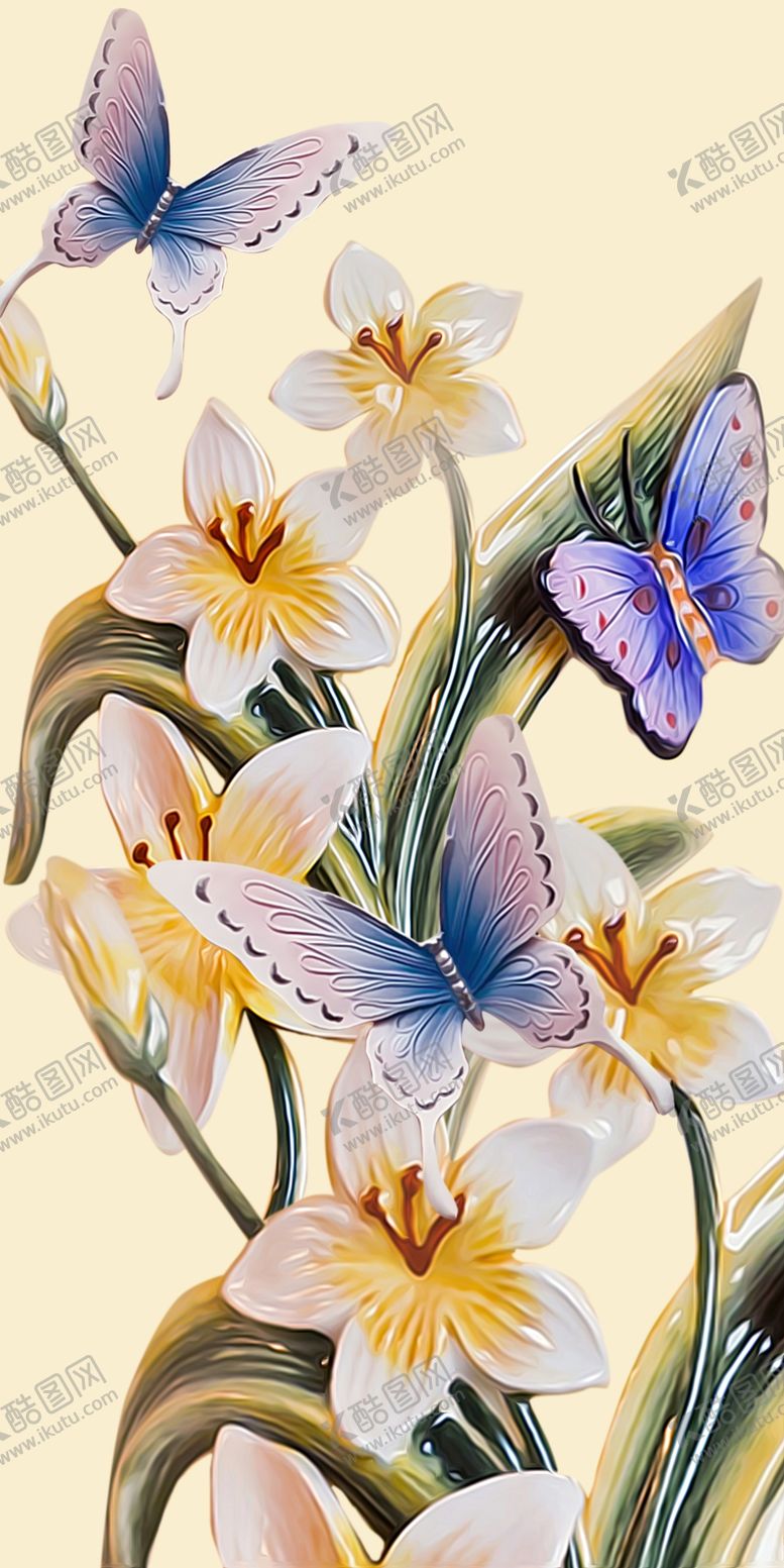 编号：32747009210002003387【酷图网】源文件下载-百合花玄关画
