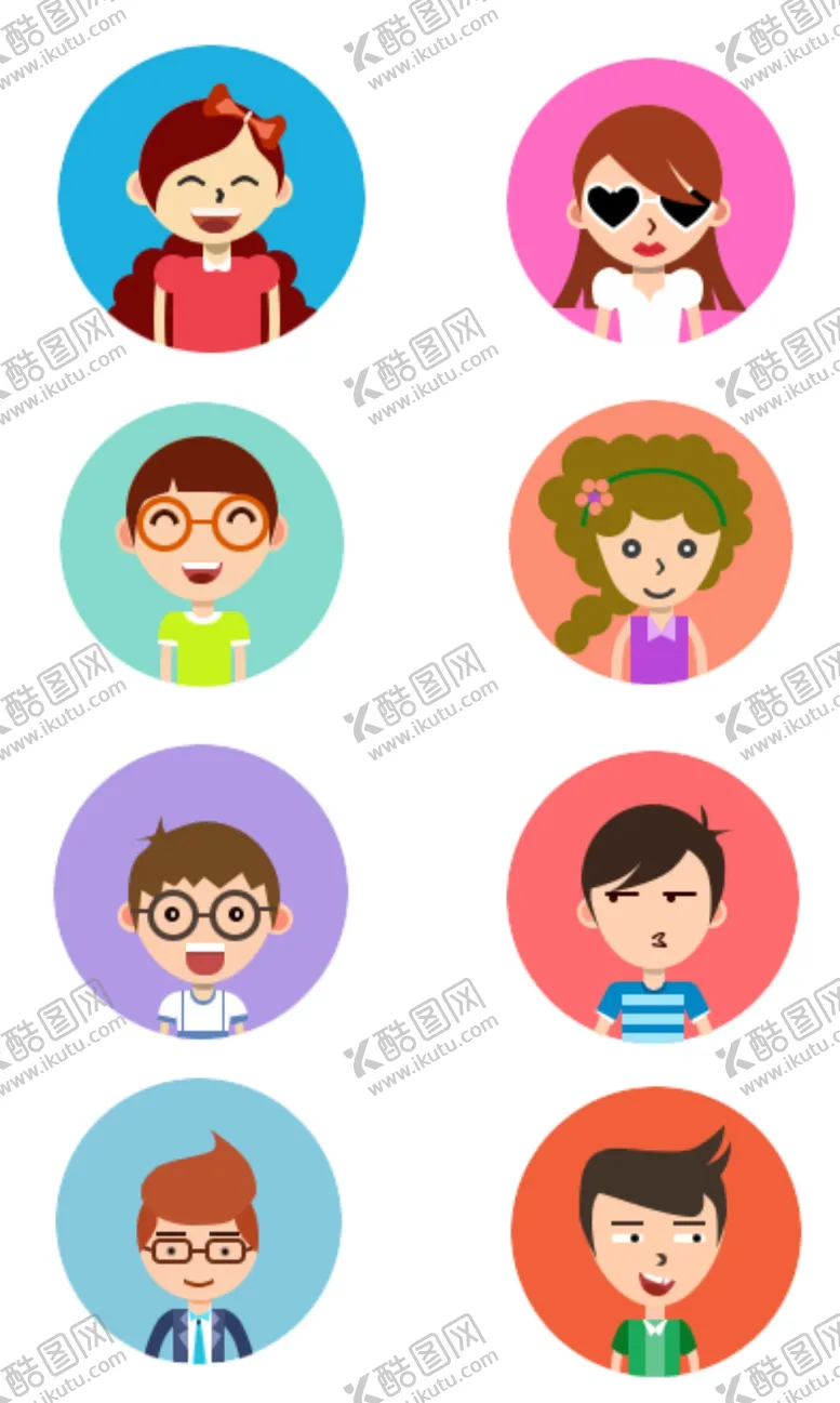 人物表情头像扁平侣女生