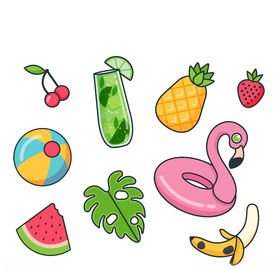 夏日元素度假图案度假手绘