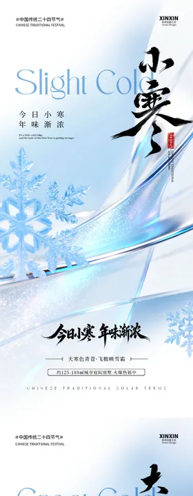 地产小寒大寒节气雪花海报
