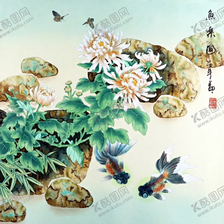 编号：39880005010147193220【酷图网】源文件下载-合层中式鱼画装饰画玄关屏风电视