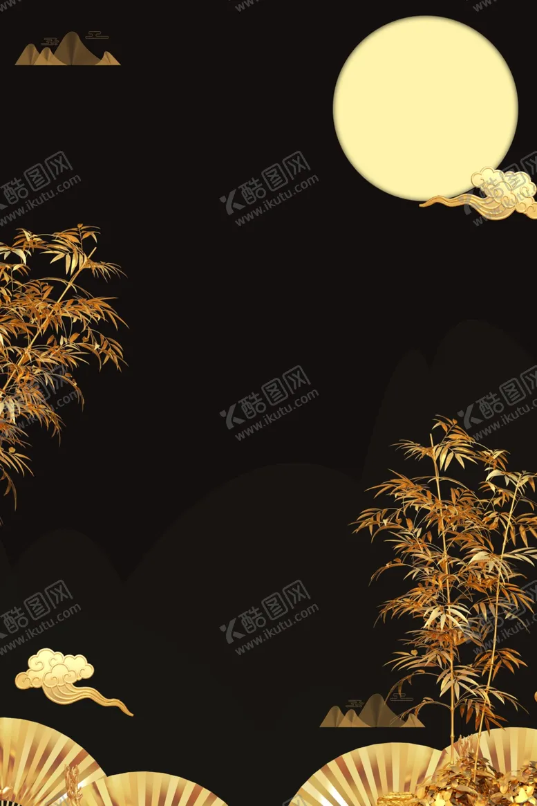 编号：30587202200519026376【酷图网】源文件下载-中秋节月亮烫金黑金节日素材