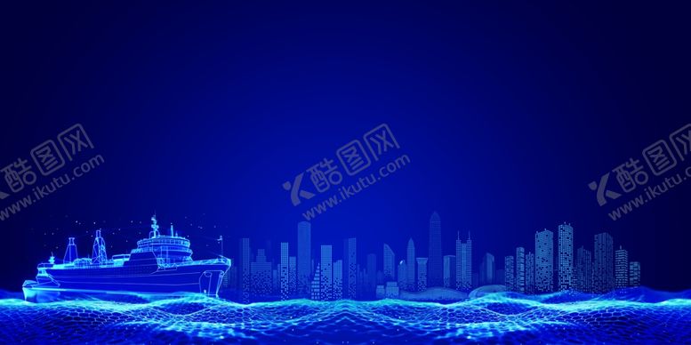 编号：91238909231100178804【酷图网】源文件下载-梦幻蓝色科技城市背景