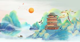 中秋背景插画