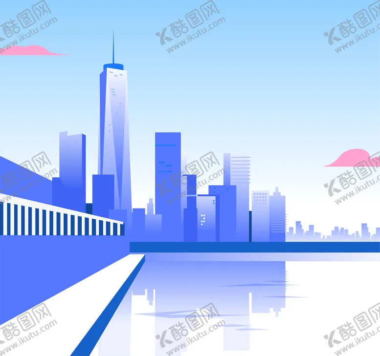 编号：16047809192153415896【酷图网】源文件下载-城市市中心摩天大楼插画