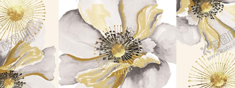 编号：42368909260823557185【酷图网】源文件下载-金色花卉树叶装饰画