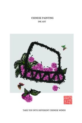 蓝莓水墨装饰画