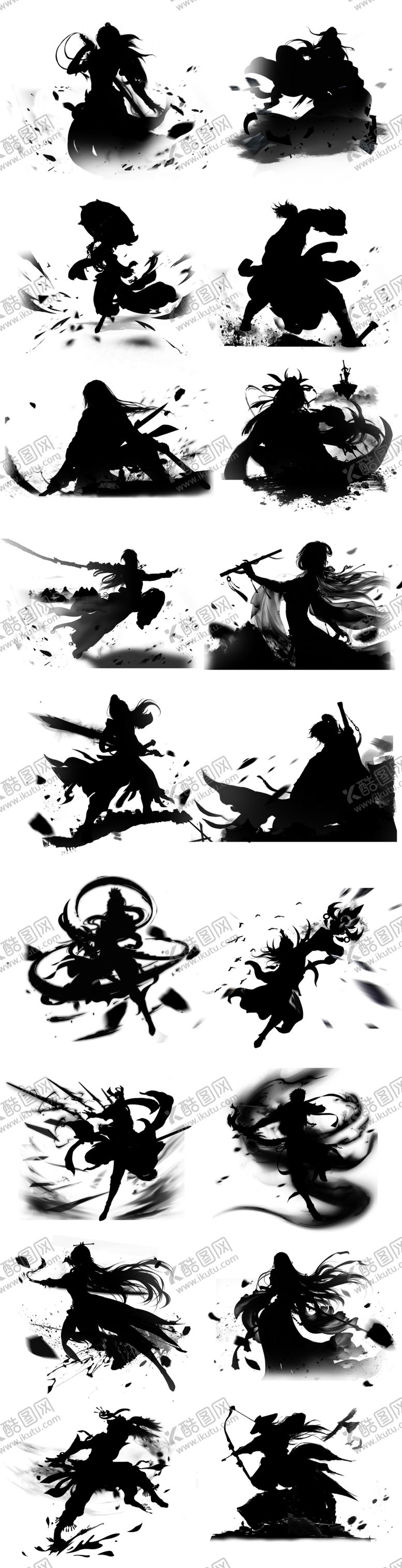 编号：85298809200402441281【酷图网】源文件下载-水墨人物剪影武侠国潮