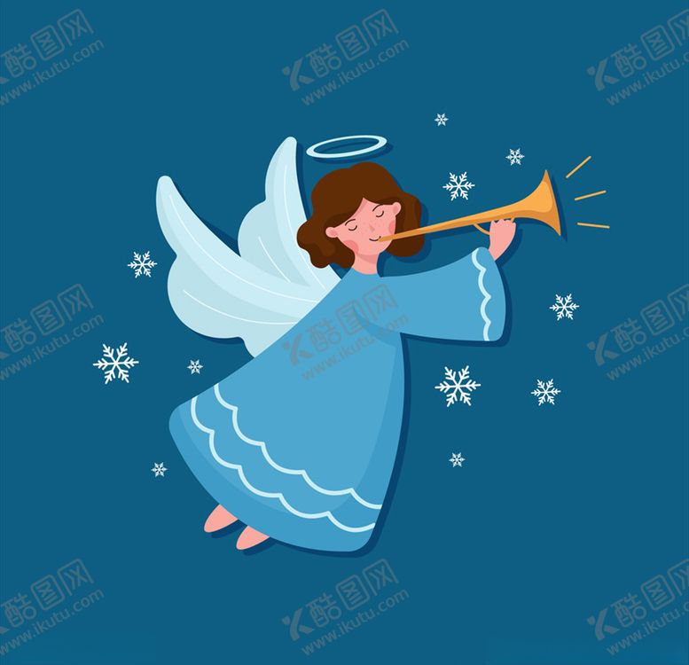 编号：91397210260505452251【酷图网】源文件下载-吹号角的圣诞天使