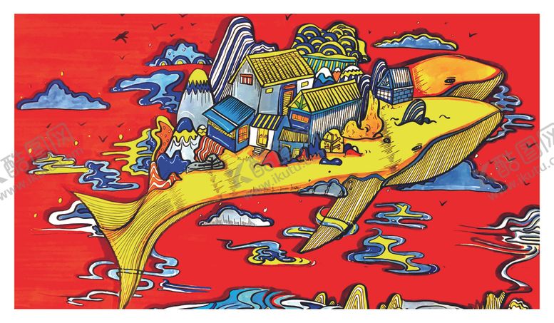 编号：18760110290736067582【酷图网】源文件下载-奇幻机械龙在红云间翱翔