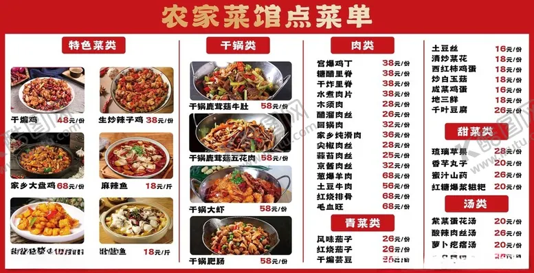 编号：39327004101413219060【酷图网】源文件下载-农家菜馆点菜单灯箱画面