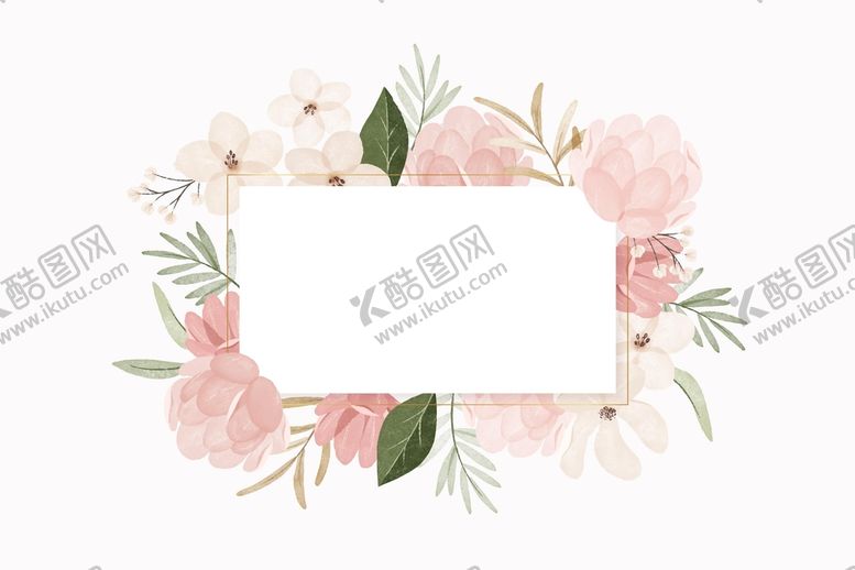 编号：85515811031634004700【酷图网】源文件下载-水彩复古花与白框矢量图