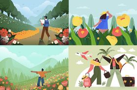 田园劳作场景插画