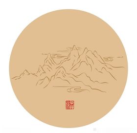 海报 手绘 山 老虎线条山