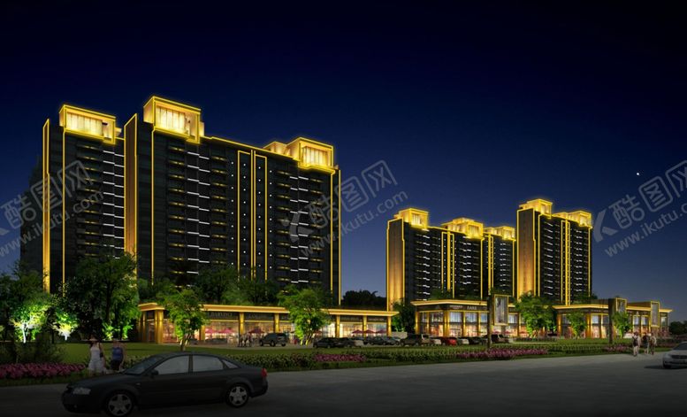 编号：85717110040758328440【酷图网】源文件下载-新世纪名人花园夜景亮化