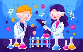 矢量卡通科学实验人物