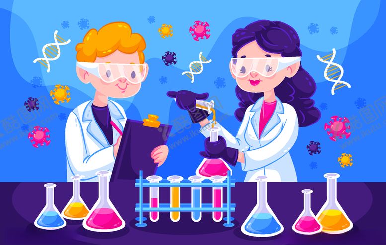 编号：40727310111816369874【酷图网】源文件下载-矢量卡通科学实验人物