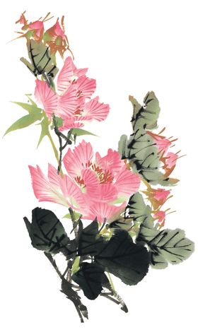 百花争艳抽象国画牡丹