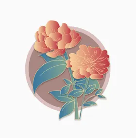 牡丹花卉背景底纹油画