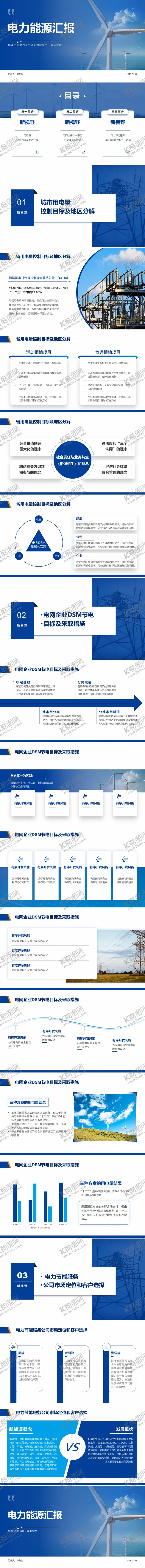 编号：51227312050052534472【酷图网】源文件下载-蓝色电力能源报告PPT