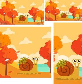 秋日蜗牛在树林中的场景