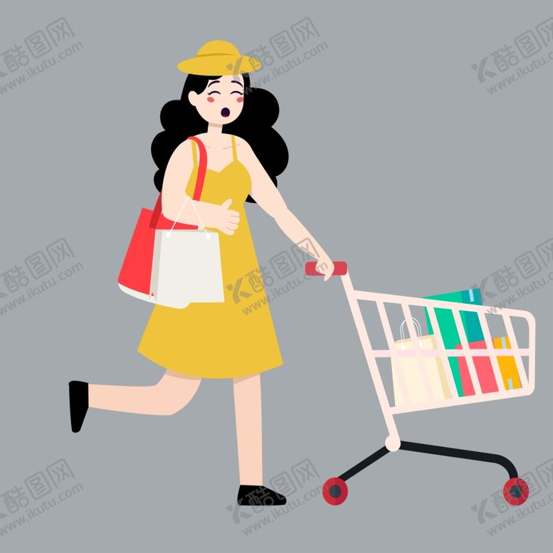 编号：65063710121230589022【酷图网】源文件下载-女人推着购物车