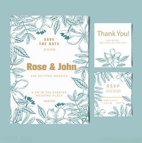 清新花卉婚礼请柬设计