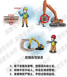 安全生产漫画一挖掘机驾驶员
