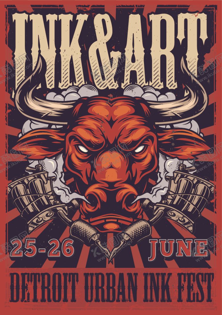 编号：49697309291726217803【酷图网】源文件下载-创意手绘公牛矢量插画设计