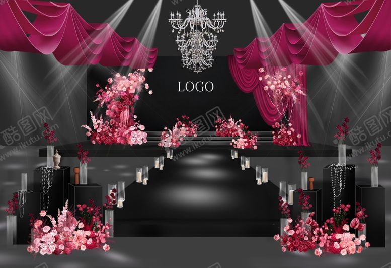 编号：93172011021449101764【酷图网】源文件下载-浪漫粉色系婚礼舞台设计