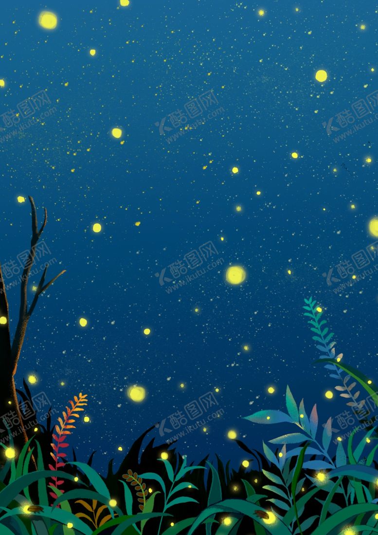 编号：13123410121356235327【酷图网】源文件下载-夏季萤火虫插画活动背景素材