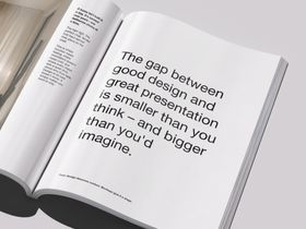 翻开的精装杂志图册展示样机