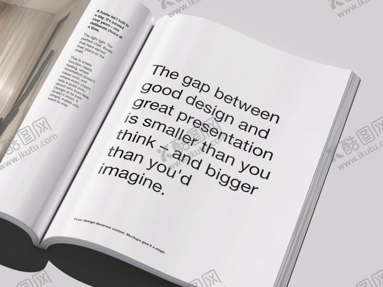 编号：12842704030056547819【酷图网】源文件下载-翻开的精装杂志图册展示样机