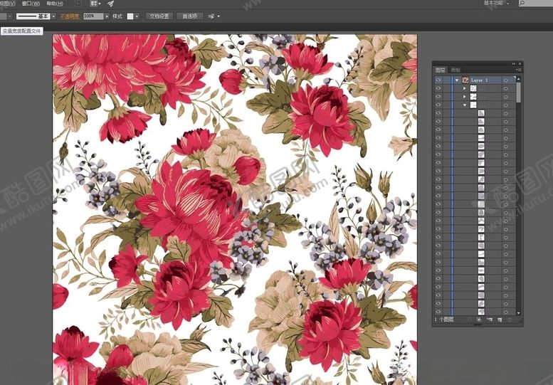 编号：32873509240424241219【酷图网】源文件下载-民族风红花绿叶花卉碎花无限循环