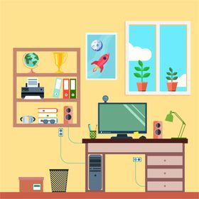 书房办公桌摆设布局工作环境
