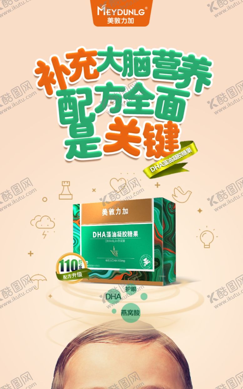 编号：77999310131203371887【酷图网】源文件下载-美敦力加DHA藻油糖果海报
