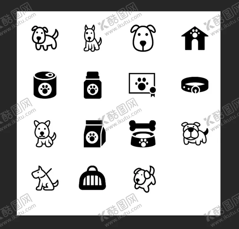 编号：14208309240939477215【酷图网】源文件下载-简约风狗狗用品图标