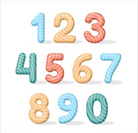 彩色条纹卡通数字