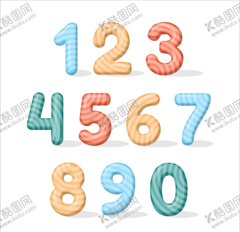 编号：64858905120255269288【酷图网】源文件下载-彩色条纹卡通数字